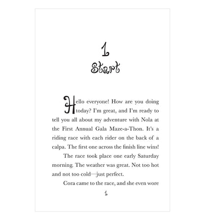 Page 1 of “Talee and the Maze-a-thon Race” — a fantasy chapter book about a brave Black girl racing through a magical maze with her flying friend.